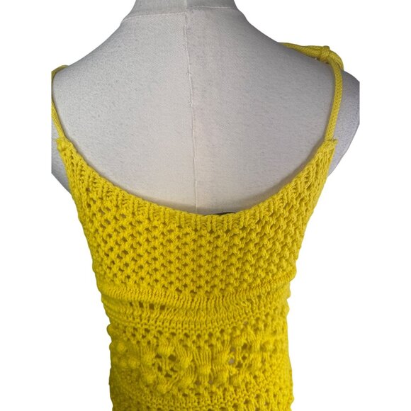 2/$30 ZARA XS Yellow Crochet Knit Cotton Tank Top With Adjustable Tie Straps - Picture 7 of 14